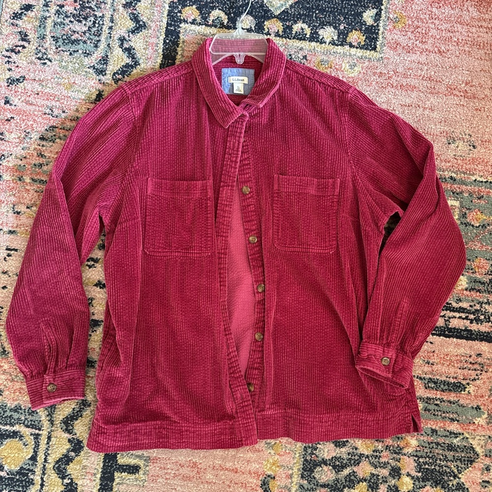 L.L Bean dark pink button up